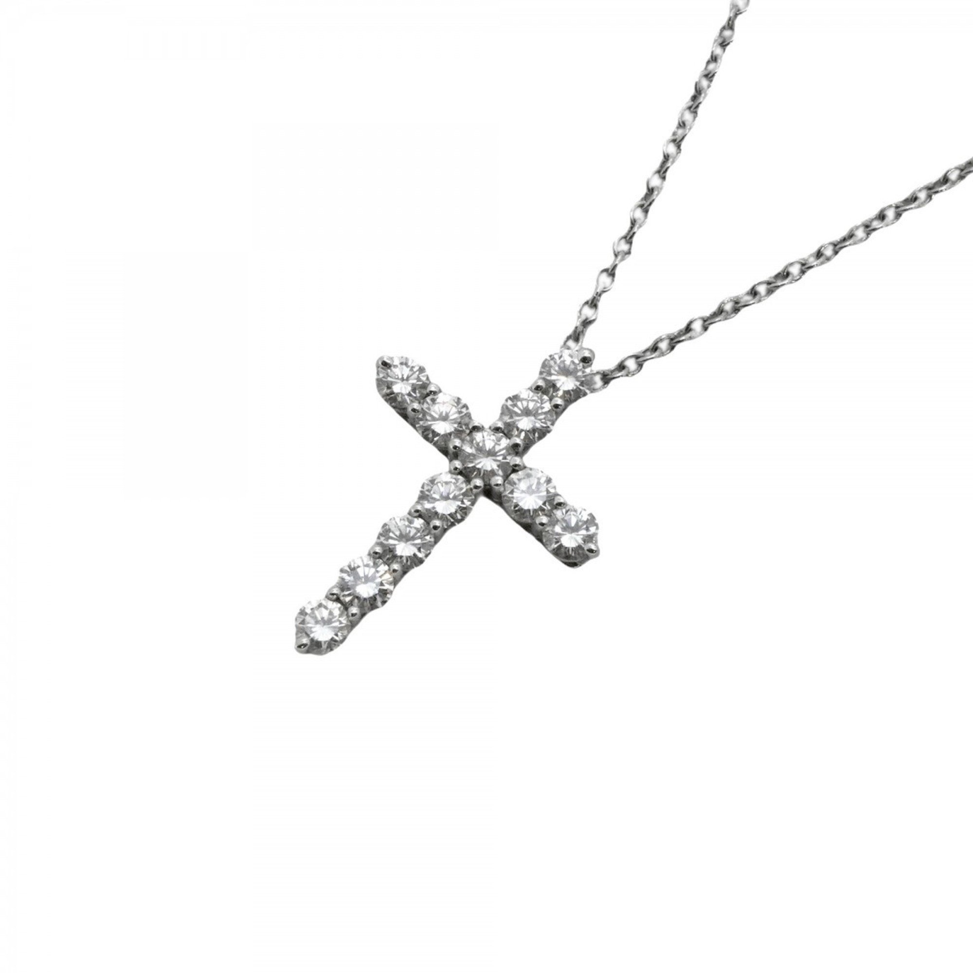 Tiffany Necklace Small Cross Diamond Pt950 Platinum Ladies