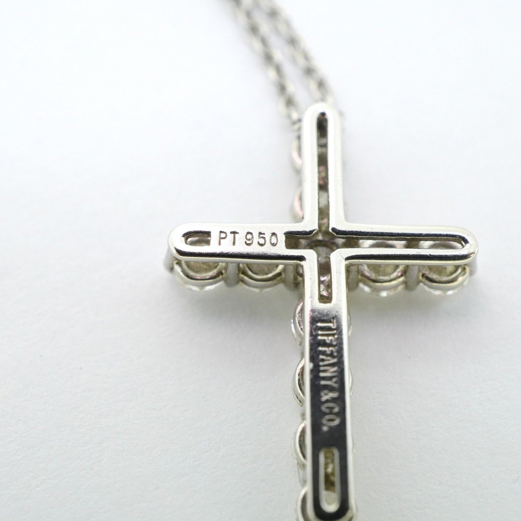 Tiffany Necklace Small Cross Diamond Pt950 Platinum Ladies