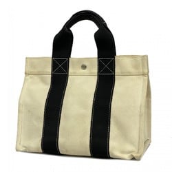 Hermes Tote Bag Bora PM Canvas White Black Women's