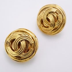 Chanel Earrings Coco Mark Circle GP Plated Gold Ladies