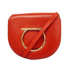 Salvatore Ferragamo Shoulder Bag Gancini Leather Red Women's