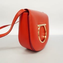 Salvatore Ferragamo Shoulder Bag Gancini Leather Red Women's