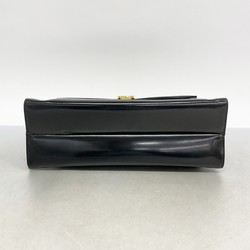 Salvatore Ferragamo Shoulder Bag Gancini Enamel Black Women's