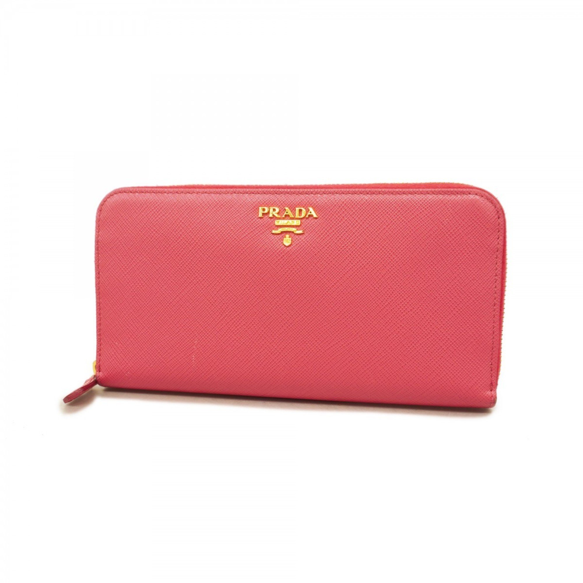 Prada long wallet in saffiano leather, pink, for women