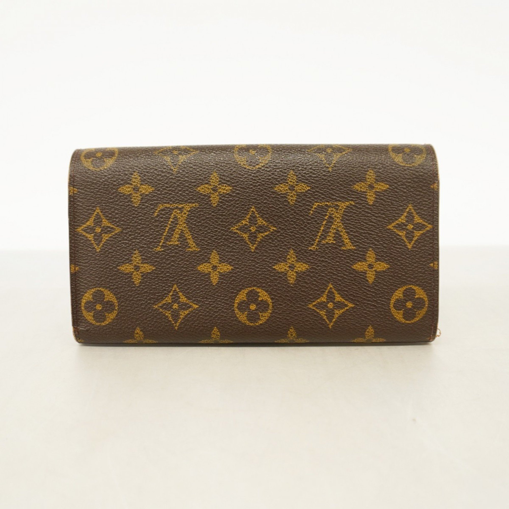 Louis Vuitton Tri-fold Long Wallet Monogram Porte Tresor International M61215 Brown Men's Women's