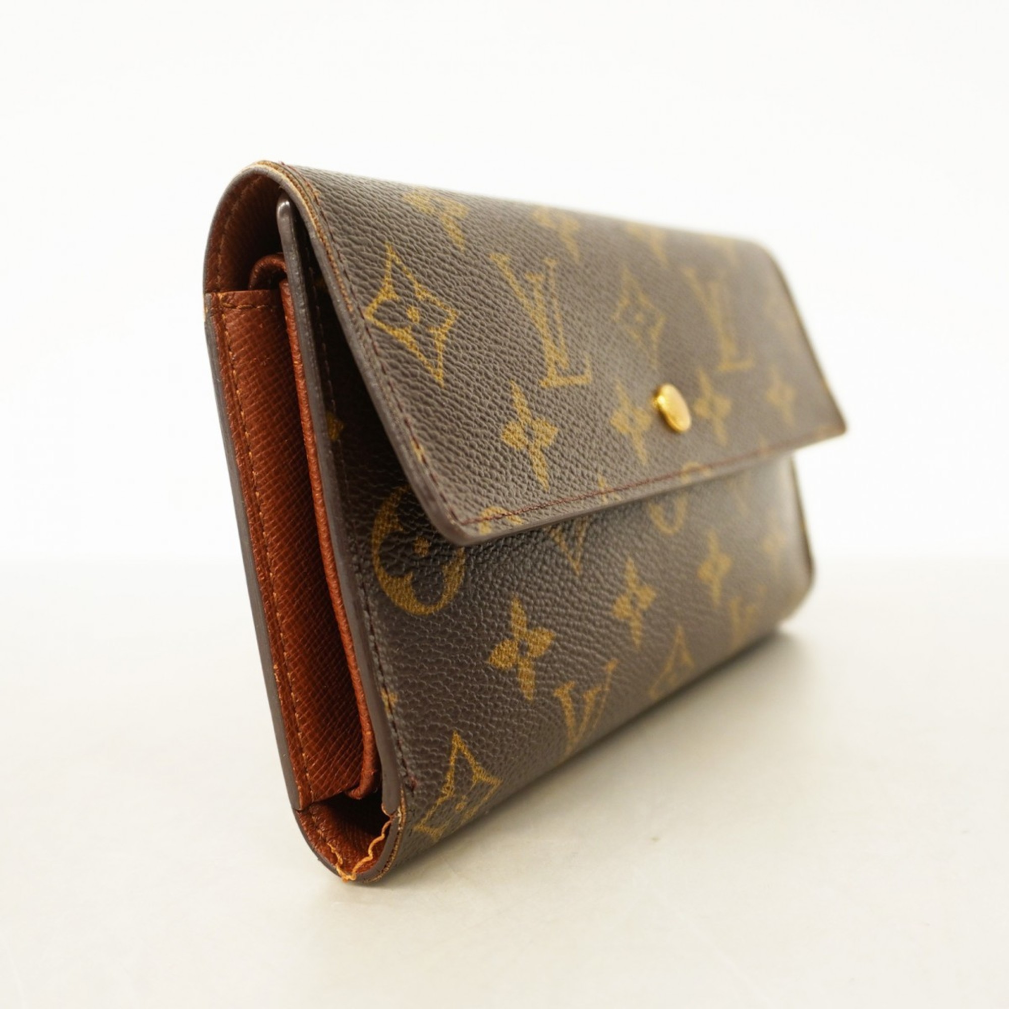 Louis Vuitton Tri-fold Long Wallet Monogram Porte Tresor International M61215 Brown Men's Women's