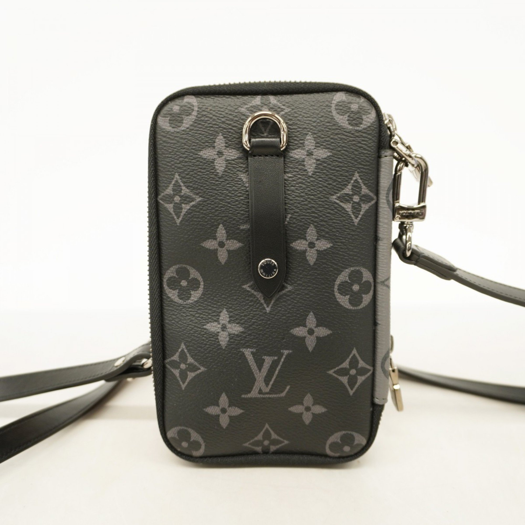 Louis Vuitton Shoulder Bag Monogram Eclipse Double Phone Pouch M69534 Black Men's