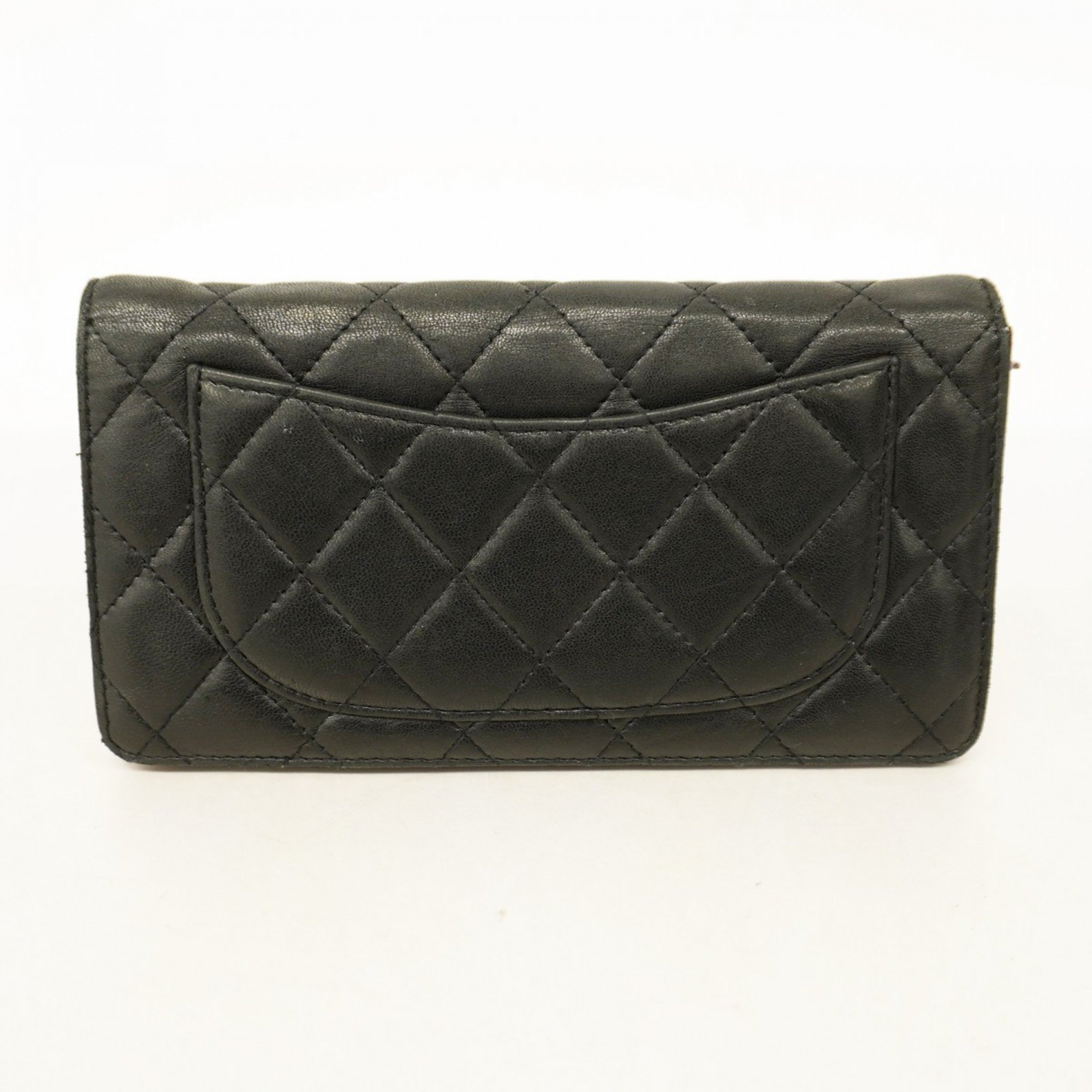 Chanel Long Wallet Matelasse Lambskin Black Women's