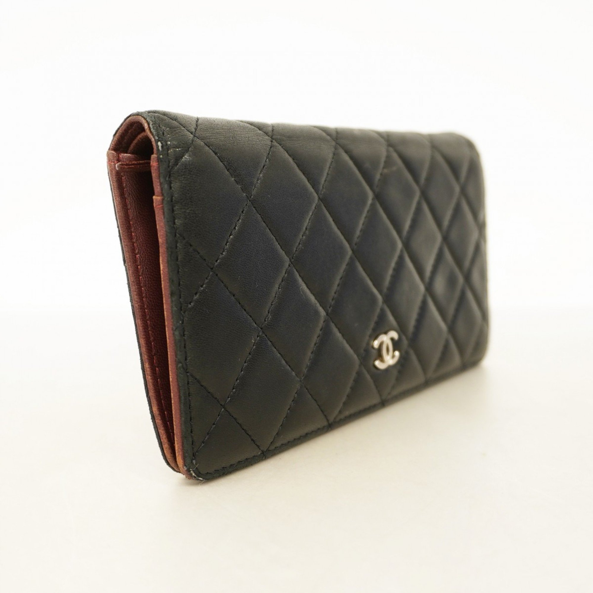 Chanel Long Wallet Matelasse Lambskin Black Women's