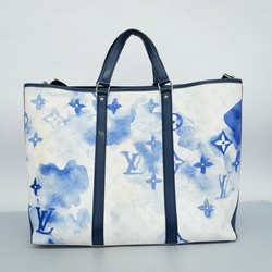 Louis Vuitton Tote Bag Monogram Watercolor Weekend GM M45755 White Navy Men's