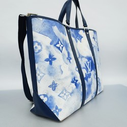 Louis Vuitton Tote Bag Monogram Watercolor Weekend GM M45755 White Navy Men's