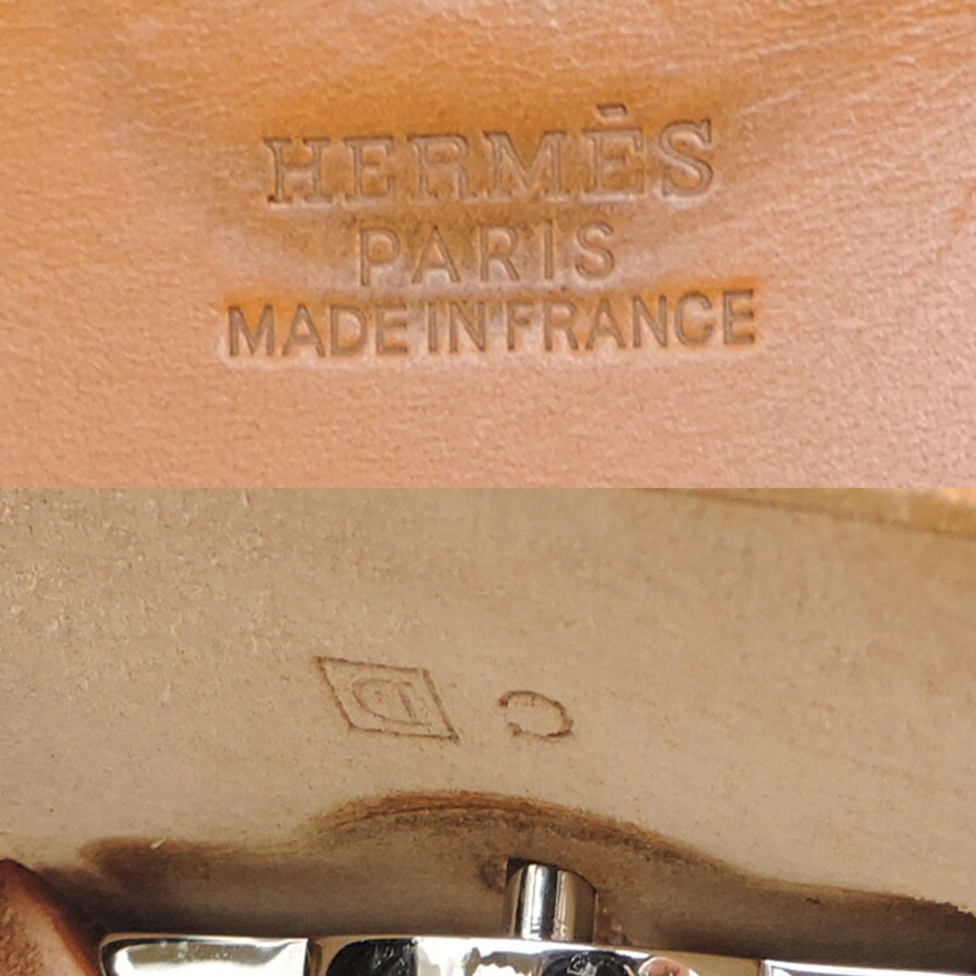 Hermes Airbag MM □D stamped 2000 Women's and Men's Handbag Leather Natural (Brown)