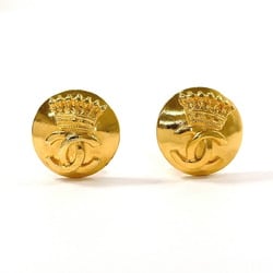 CHANEL Coco Mark Crown Motif Earrings Metal Gold 96 A Stamp Women's N4106542