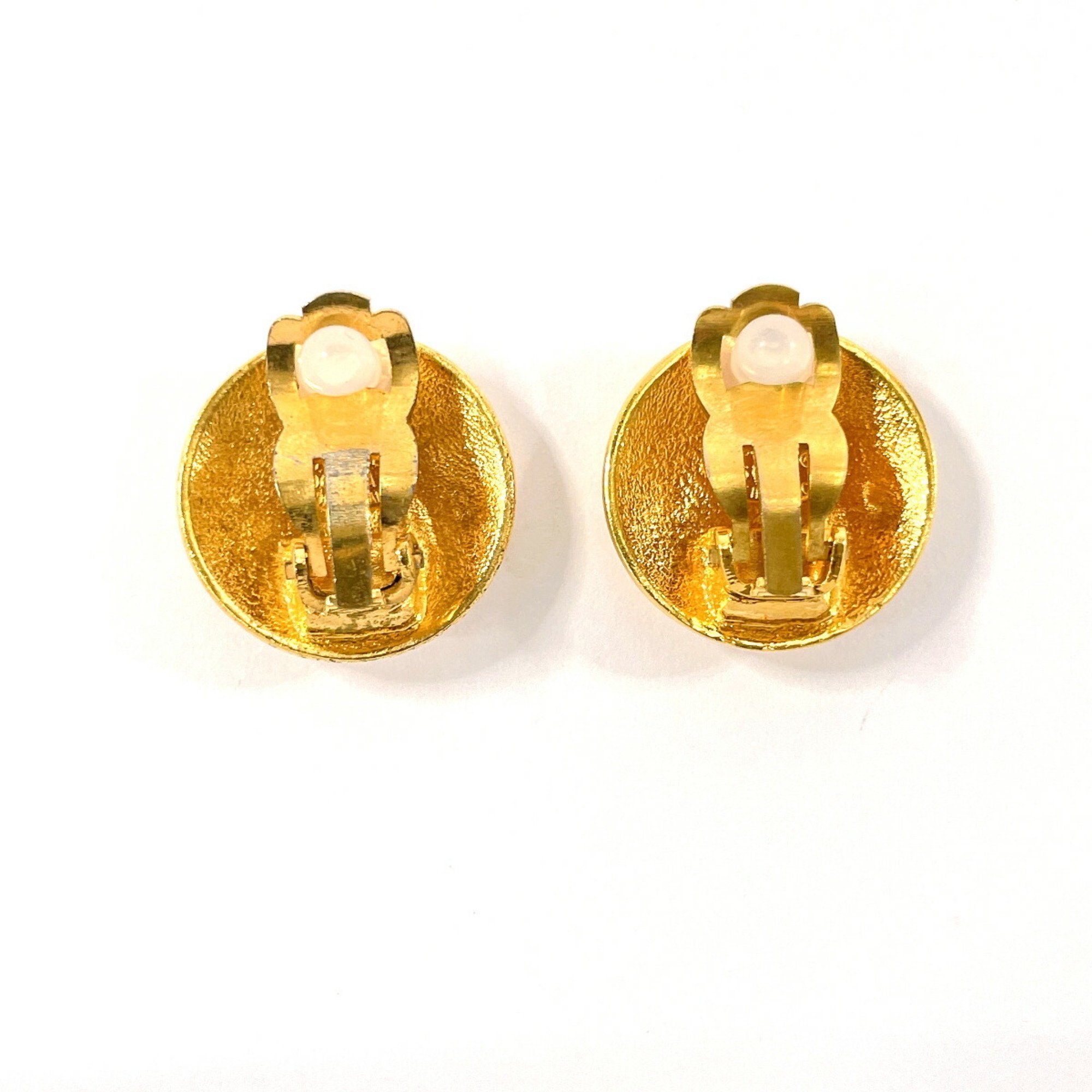 CHANEL Coco Mark Crown Motif Earrings Metal Gold 96 A Stamp Women's N4106542