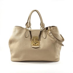 MIU Miu handbag leather beige ladies N4106194