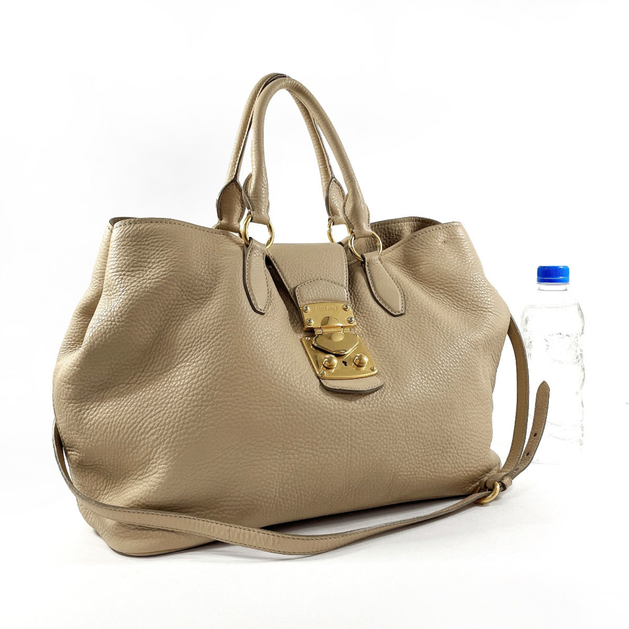 MIU Miu handbag leather beige ladies N4106194