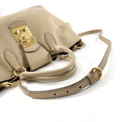 MIU Miu handbag leather beige ladies N4106194