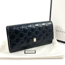 GUCCI Gucci Ribbon 388679 Long Wallet Shima Leather Black Women's F4106479