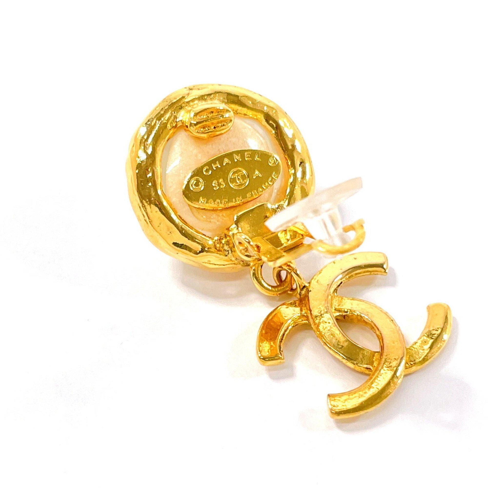 CHANEL Coco Mark Earrings GP/Fake Pearl Gold 93 A Stamp Women's N4106182