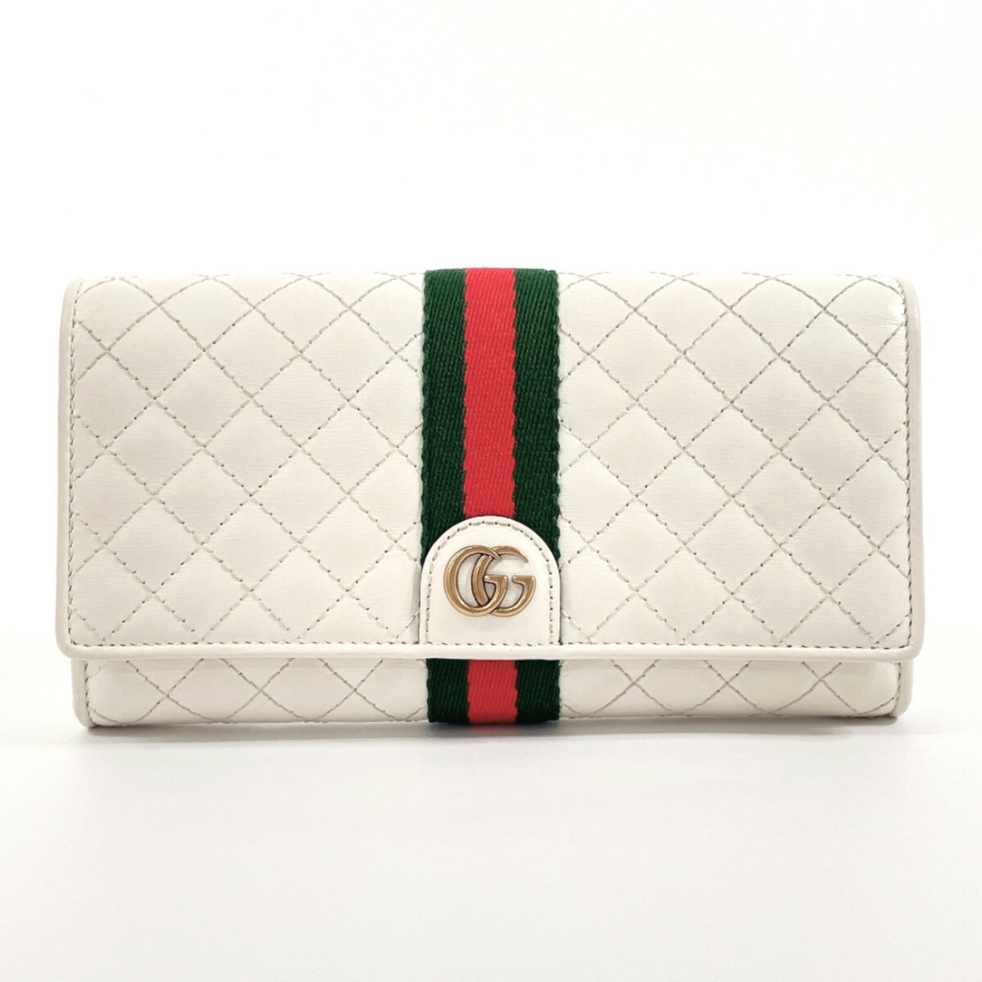 GUCCI GG Marmont Quilted 536451 Long Wallet Leather White Women's N4106180