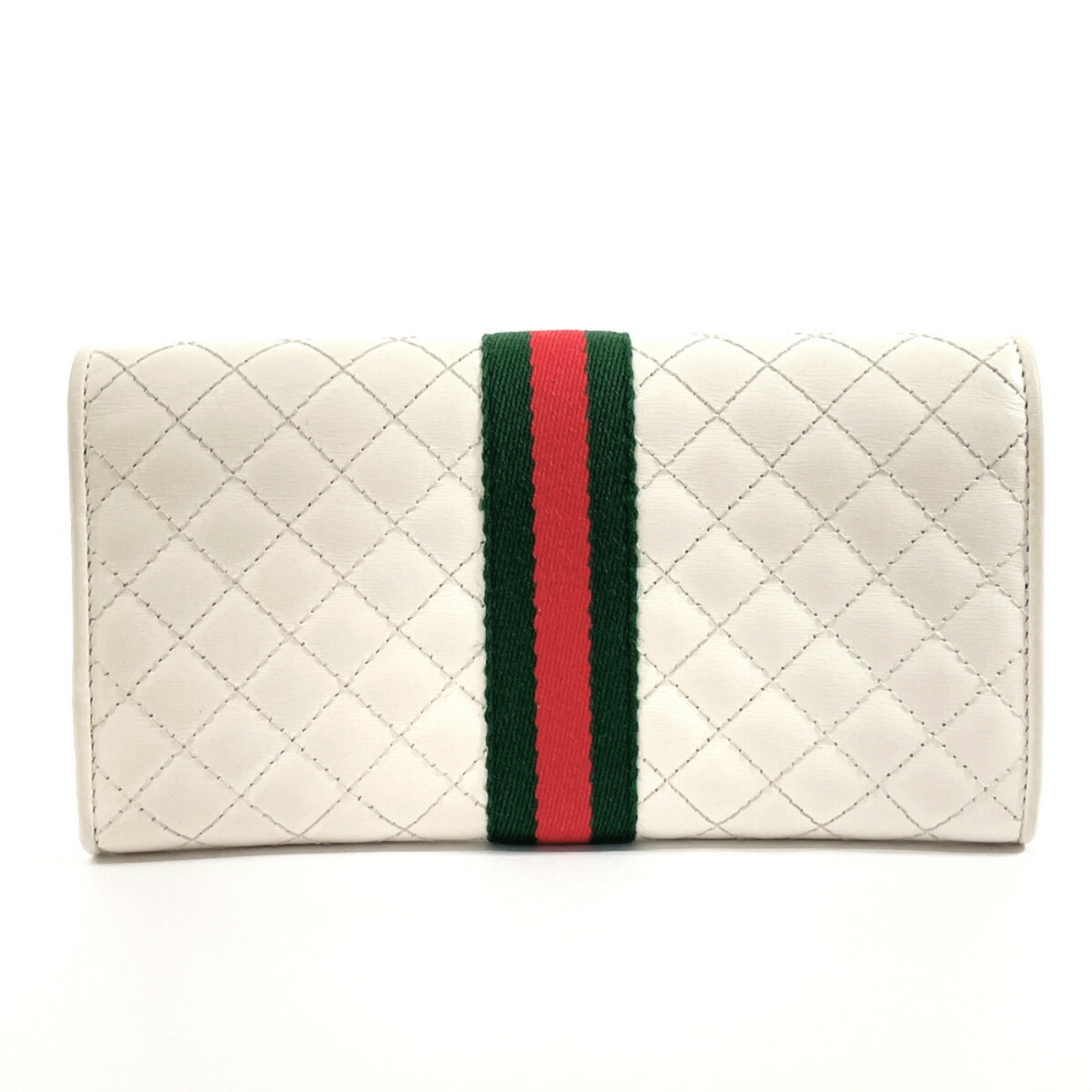 GUCCI GG Marmont Quilted 536451 Long Wallet Leather White Women's N4106180