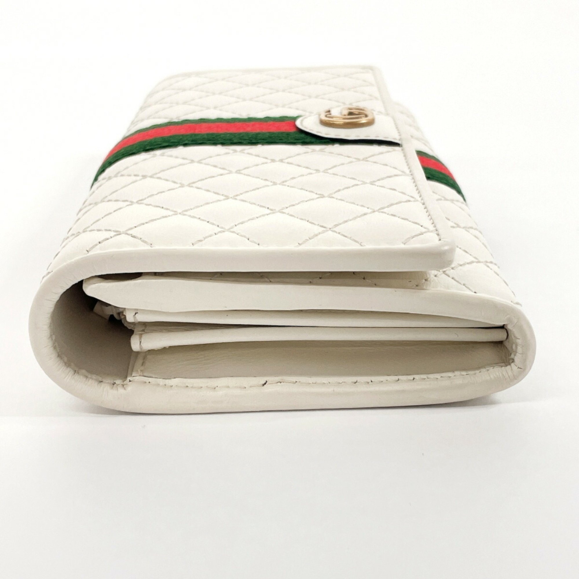 GUCCI GG Marmont Quilted 536451 Long Wallet Leather White Women's N4106180