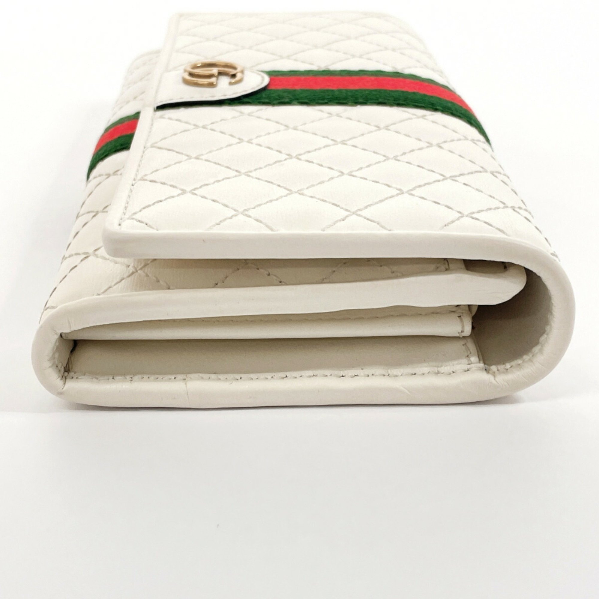 GUCCI GG Marmont Quilted 536451 Long Wallet Leather White Women's N4106180