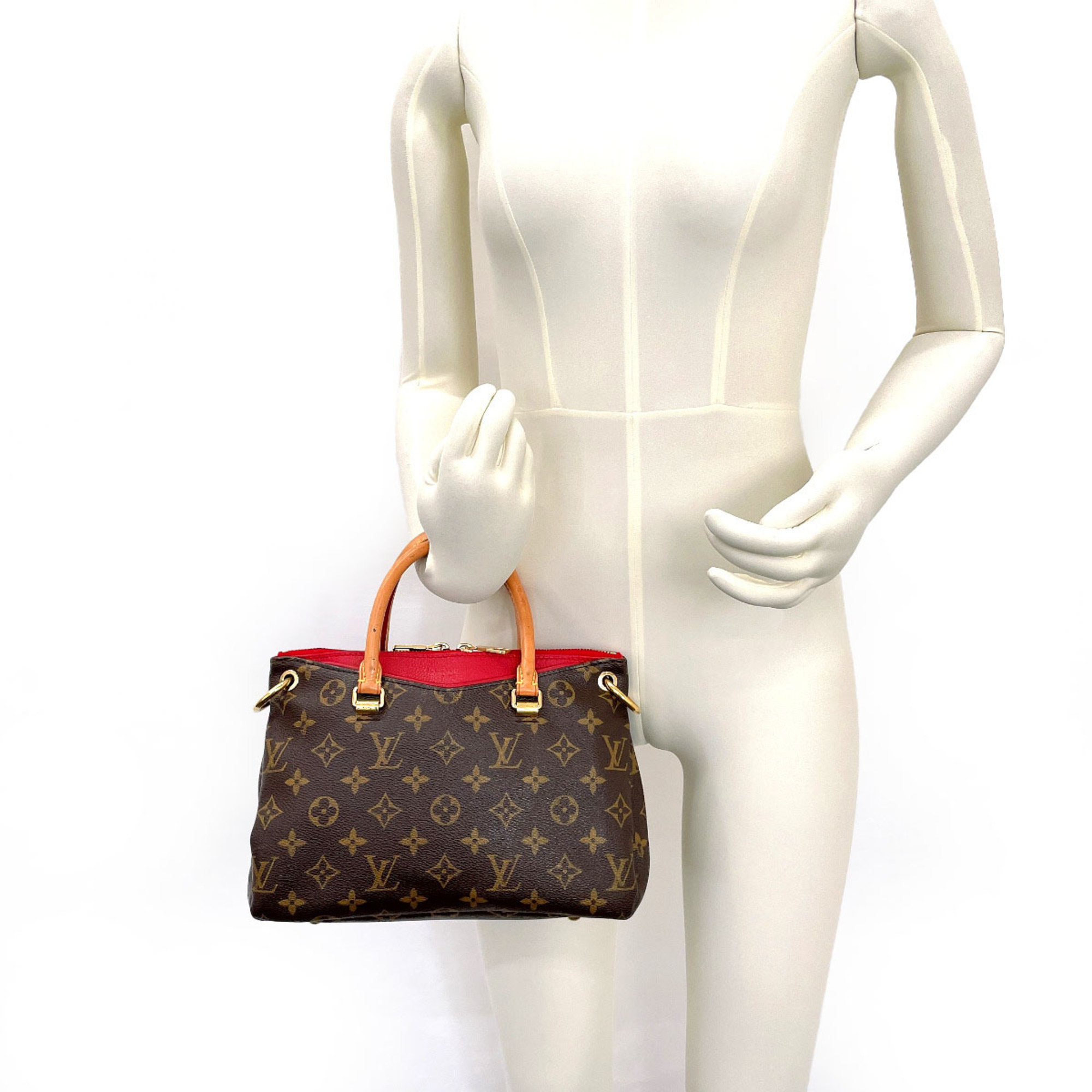 LOUIS VUITTON Louis Vuitton Pallas BB M41241 Handbag Monogram Canvas/Nubuck Leather Brown Women's