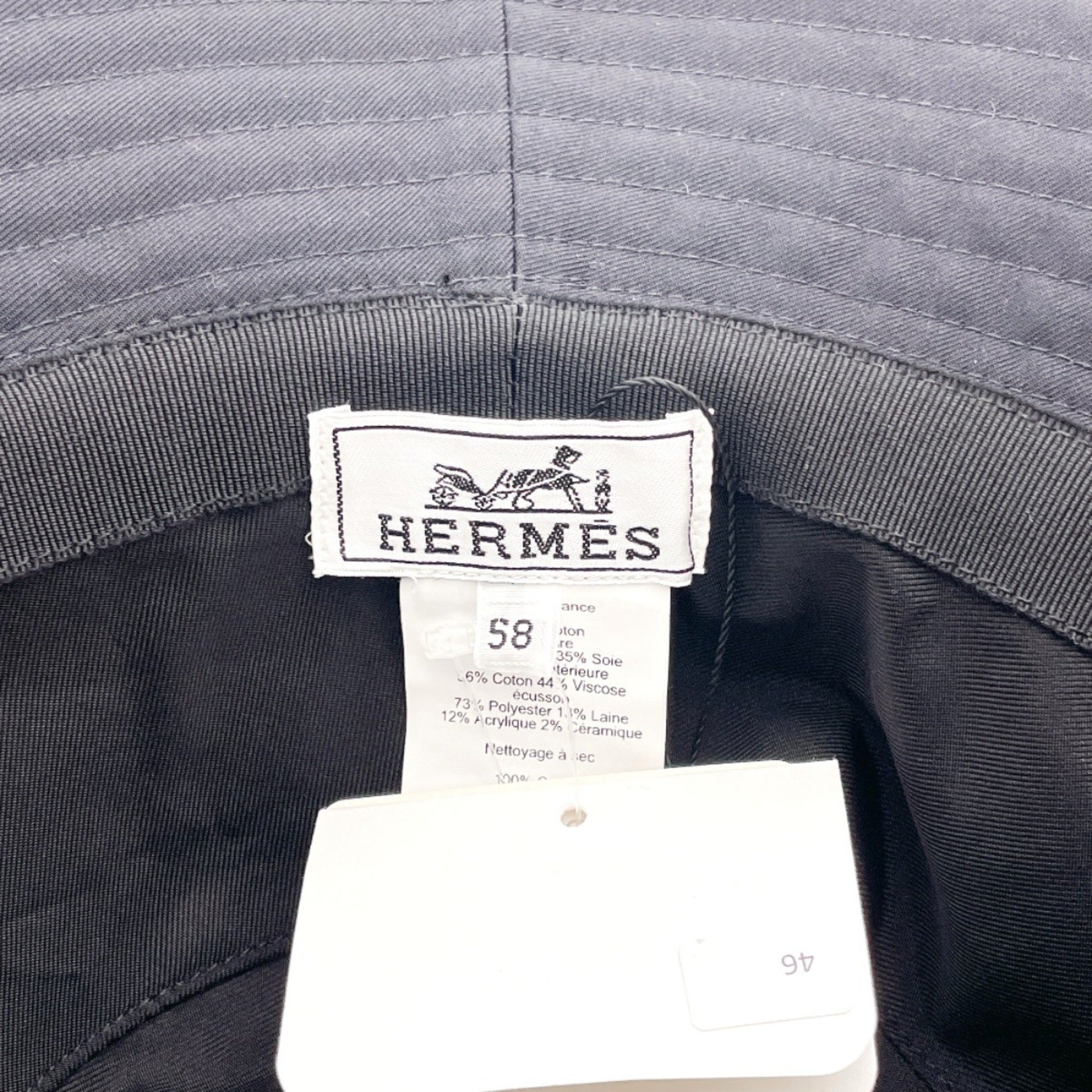 HERMES Harper H Series Bucket Hat, Cotton, Black, Unisex, N4106189