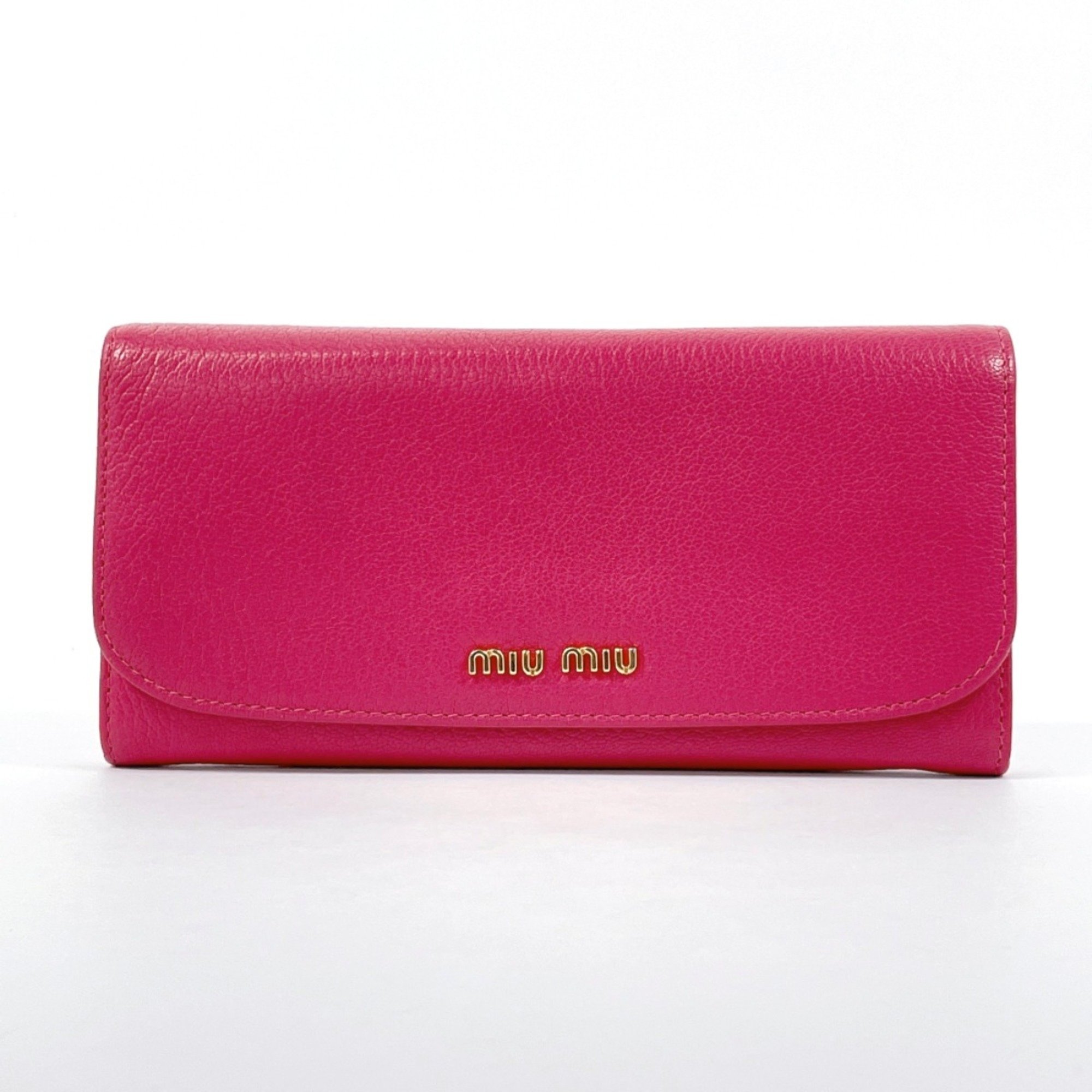 MIU Miu long wallet leather pink ladies