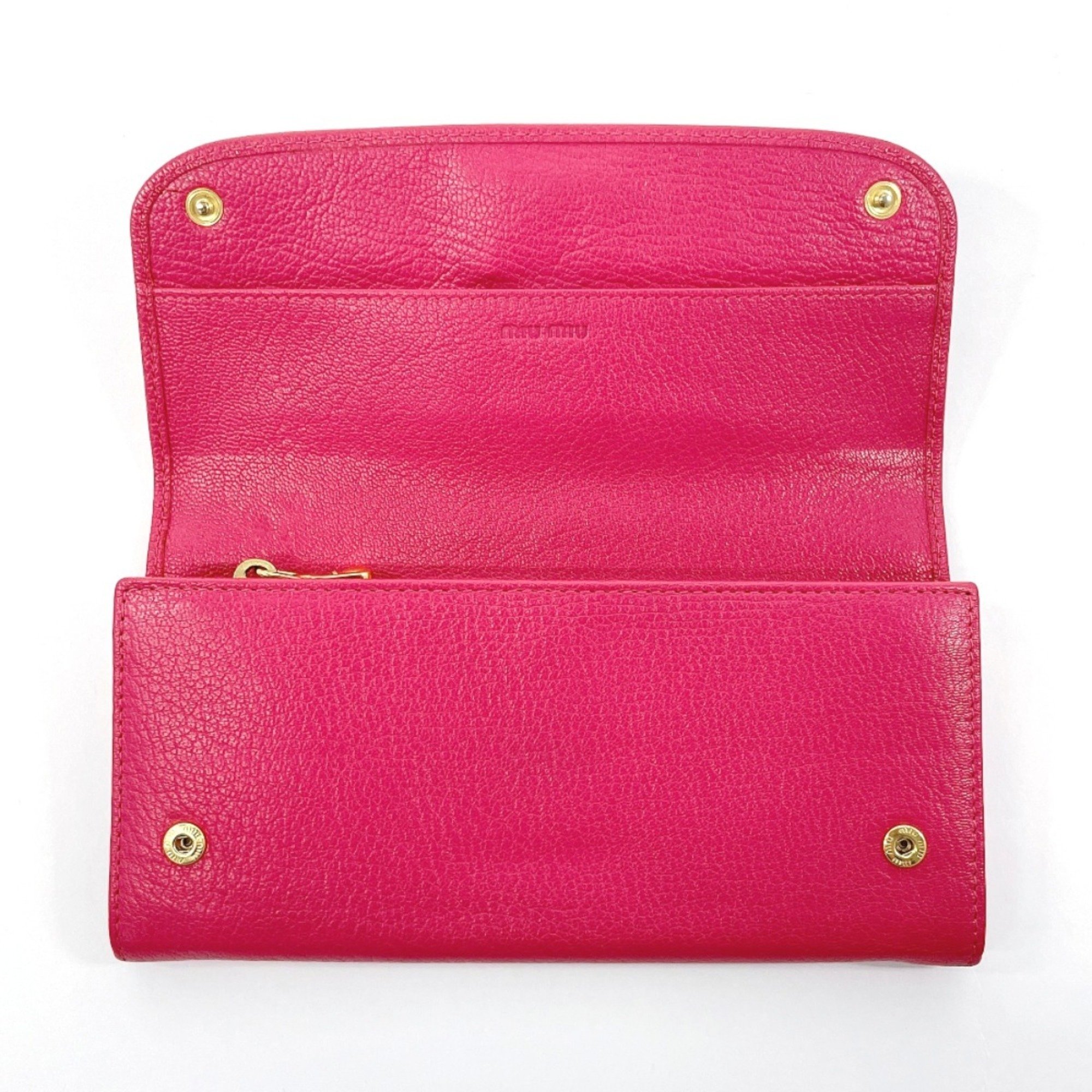 MIU Miu long wallet leather pink ladies