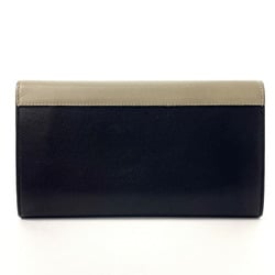 CELINE Tri-folded Long Wallet Leather Black Women's