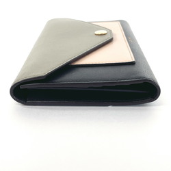 CELINE Tri-folded Long Wallet Leather Black Women's