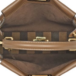 FENDI Peekaboo Regular Handbag Leather Brown Shoulder Bag Pecan