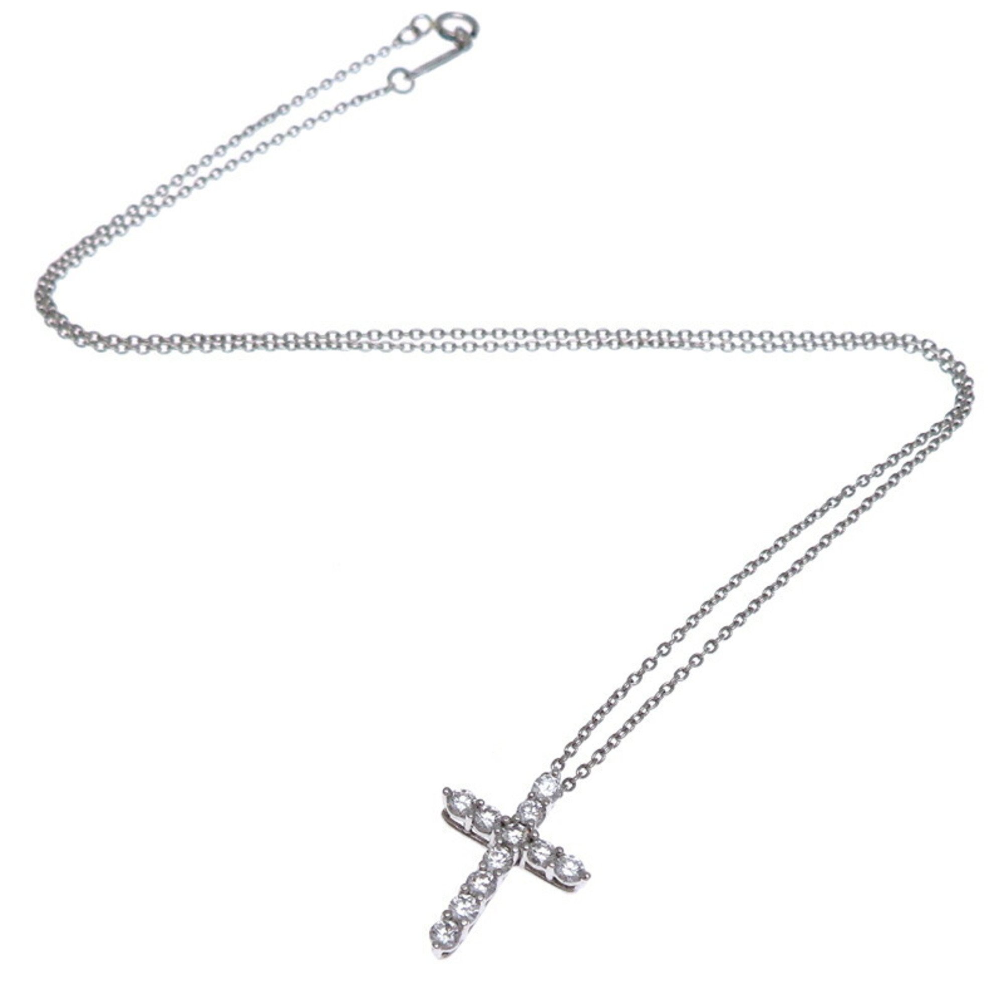 Tiffany Cross Diamond Women's Necklace Pt950 Platinum