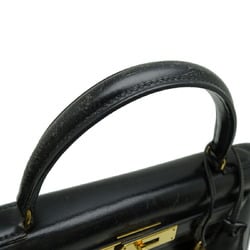 Hermes Kelly 28 O stamped 1985 Women's handbag Box calf Black