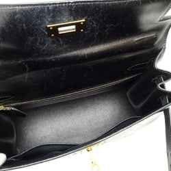 Hermes Kelly 28 O stamped 1985 Women's handbag Box calf Black