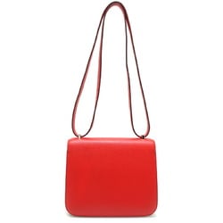 Hermes Constance D engraved ladies shoulder bag Veau Epsom Rouge Coeur (Red)