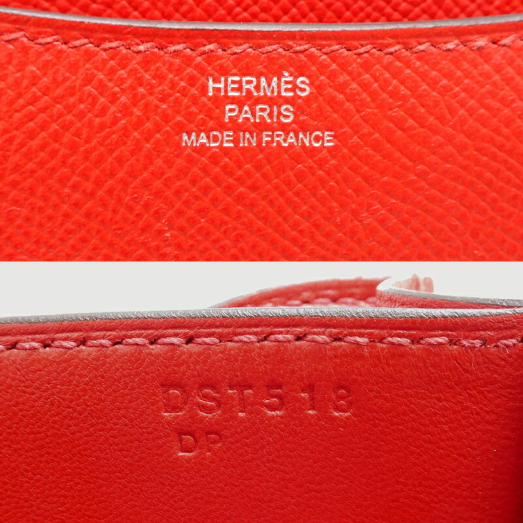 Hermes Constance D engraved ladies shoulder bag Veau Epsom Rouge Coeur (Red)