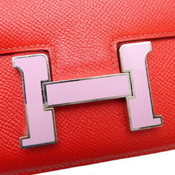 Hermes Constance D engraved ladies shoulder bag Veau Epsom Rouge Coeur (Red)