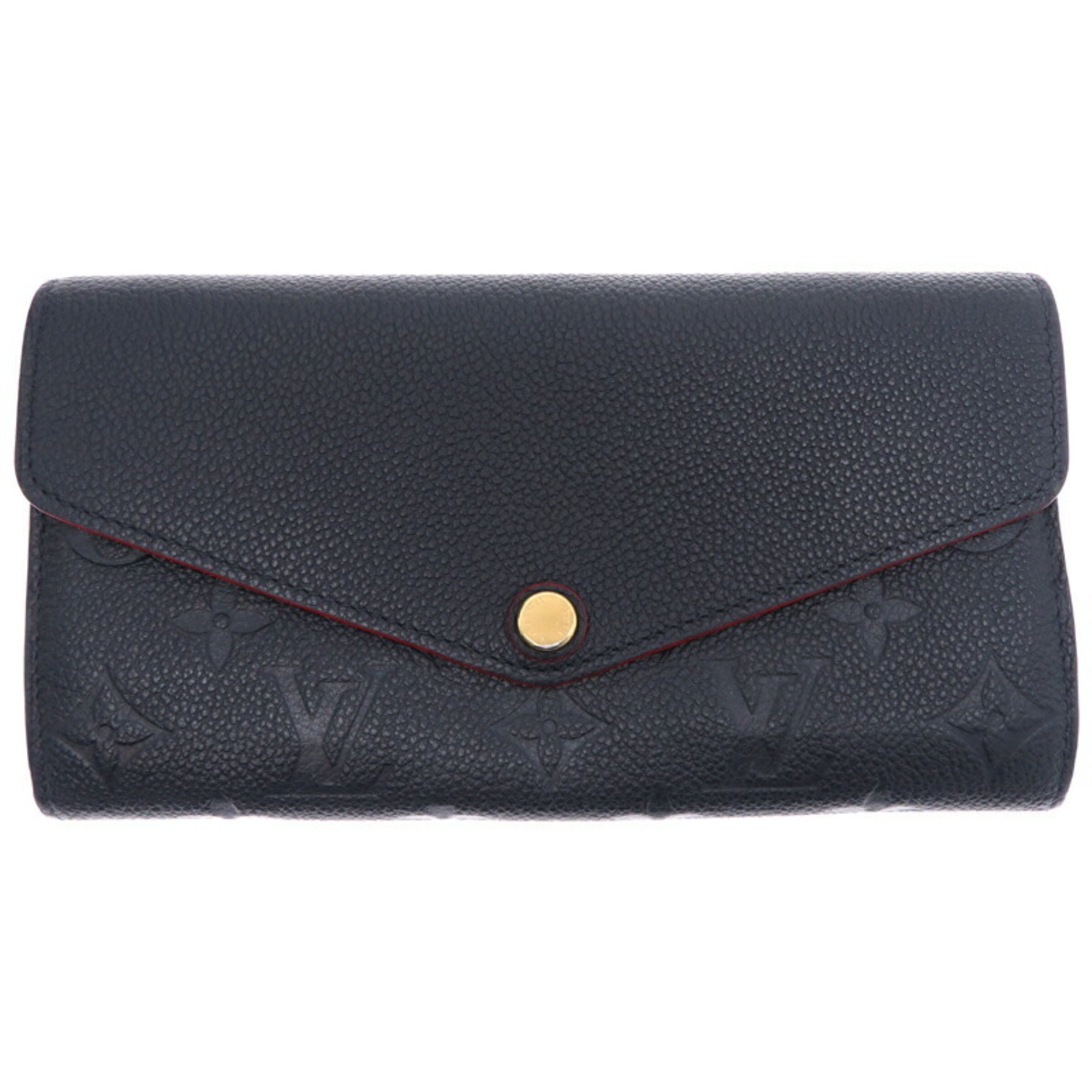 Louis Vuitton Button Defect Portefeuille Sarah Ladies Long Wallet M62125 Monogram Empreinte Marine Rouge