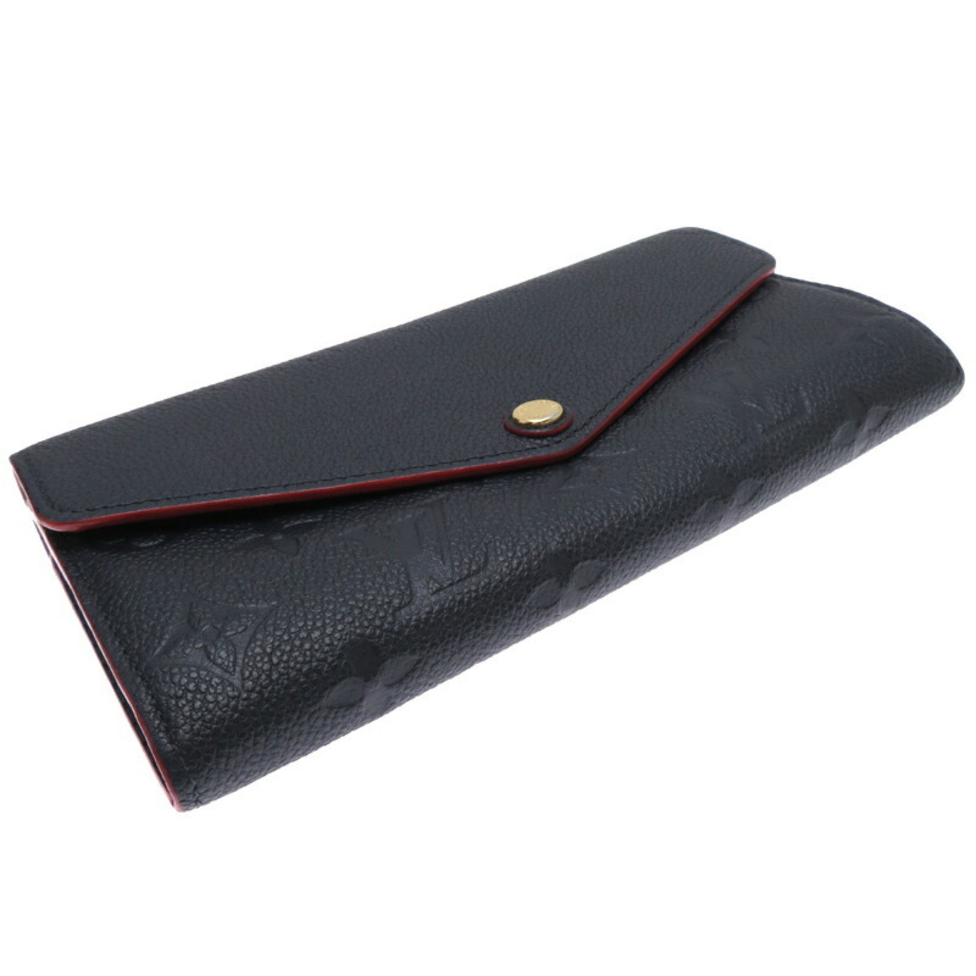 Louis Vuitton Button Defect Portefeuille Sarah Ladies Long Wallet M62125 Monogram Empreinte Marine Rouge