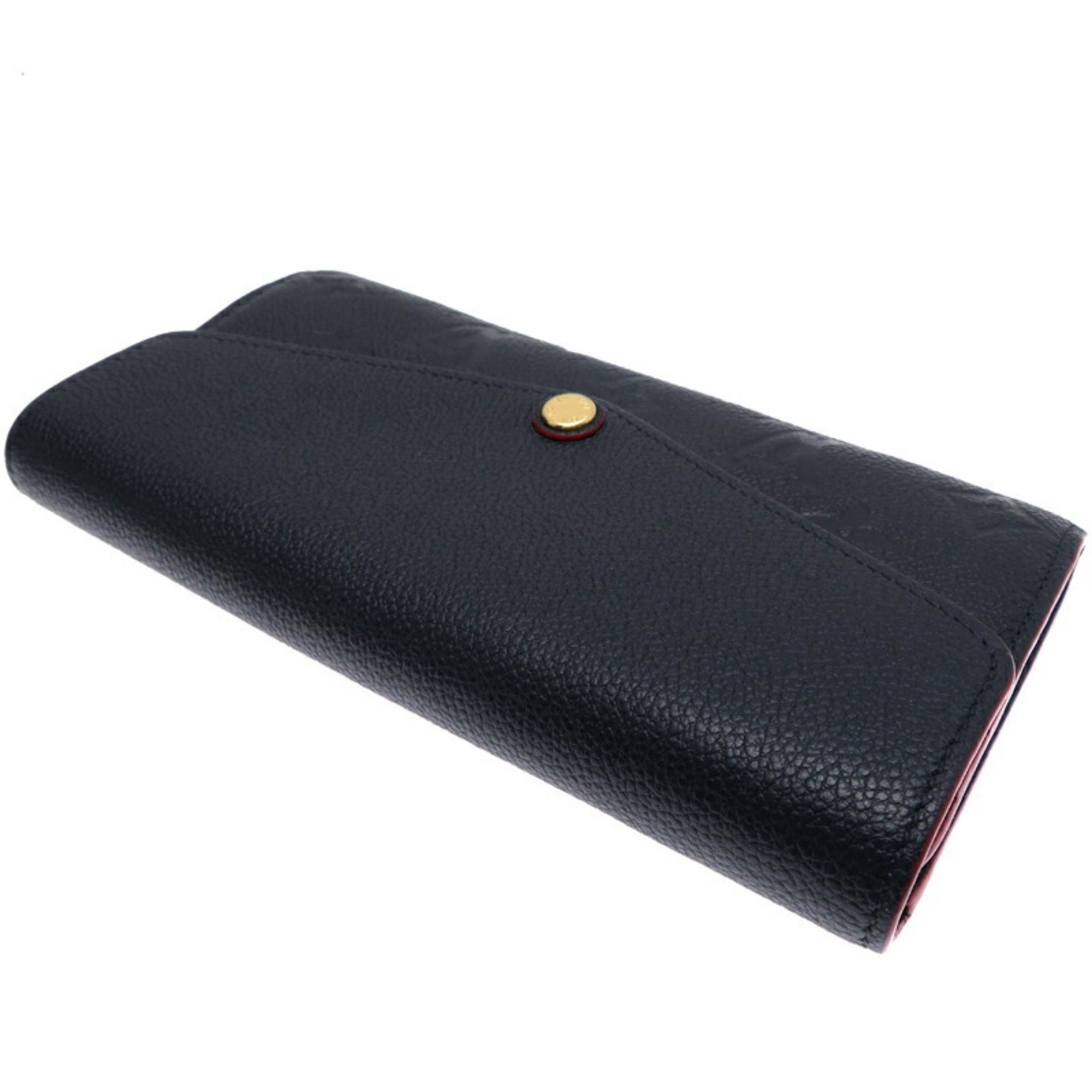 Louis Vuitton Button Defect Portefeuille Sarah Ladies Long Wallet M62125 Monogram Empreinte Marine Rouge