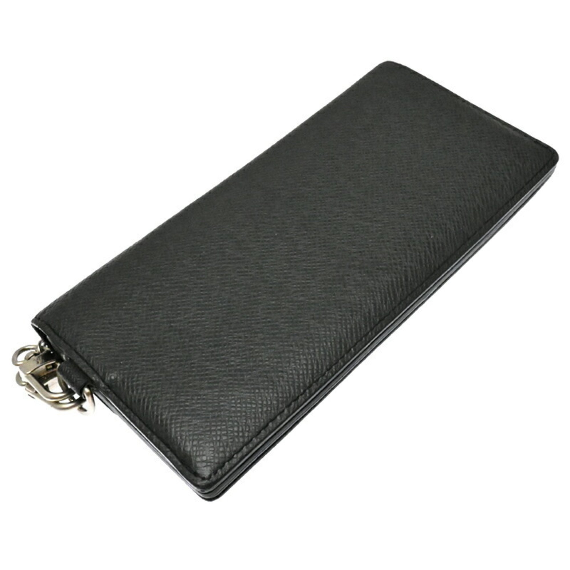 Louis Vuitton Portefeuille Accordion Men's Long Wallet M30992 Taiga Black