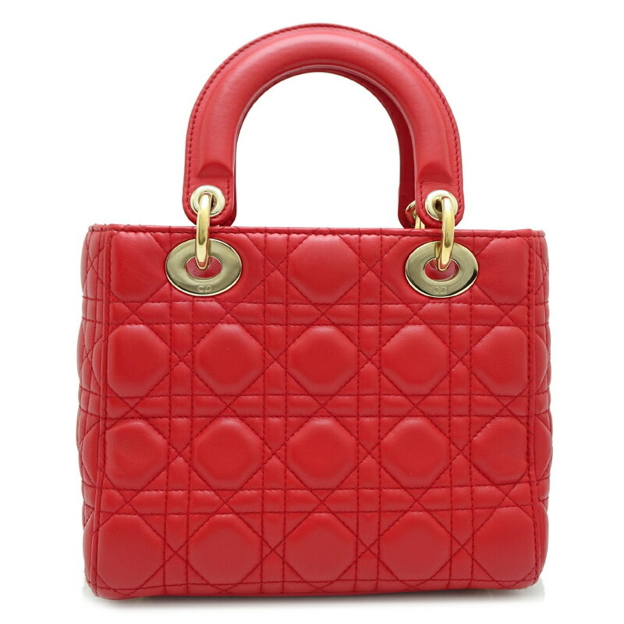 Christian Dior Dior Lady My ABC 2WAY Women's Handbag Lambskin Red