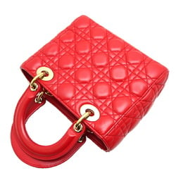 Christian Dior Dior Lady My ABC 2WAY Women's Handbag Lambskin Red