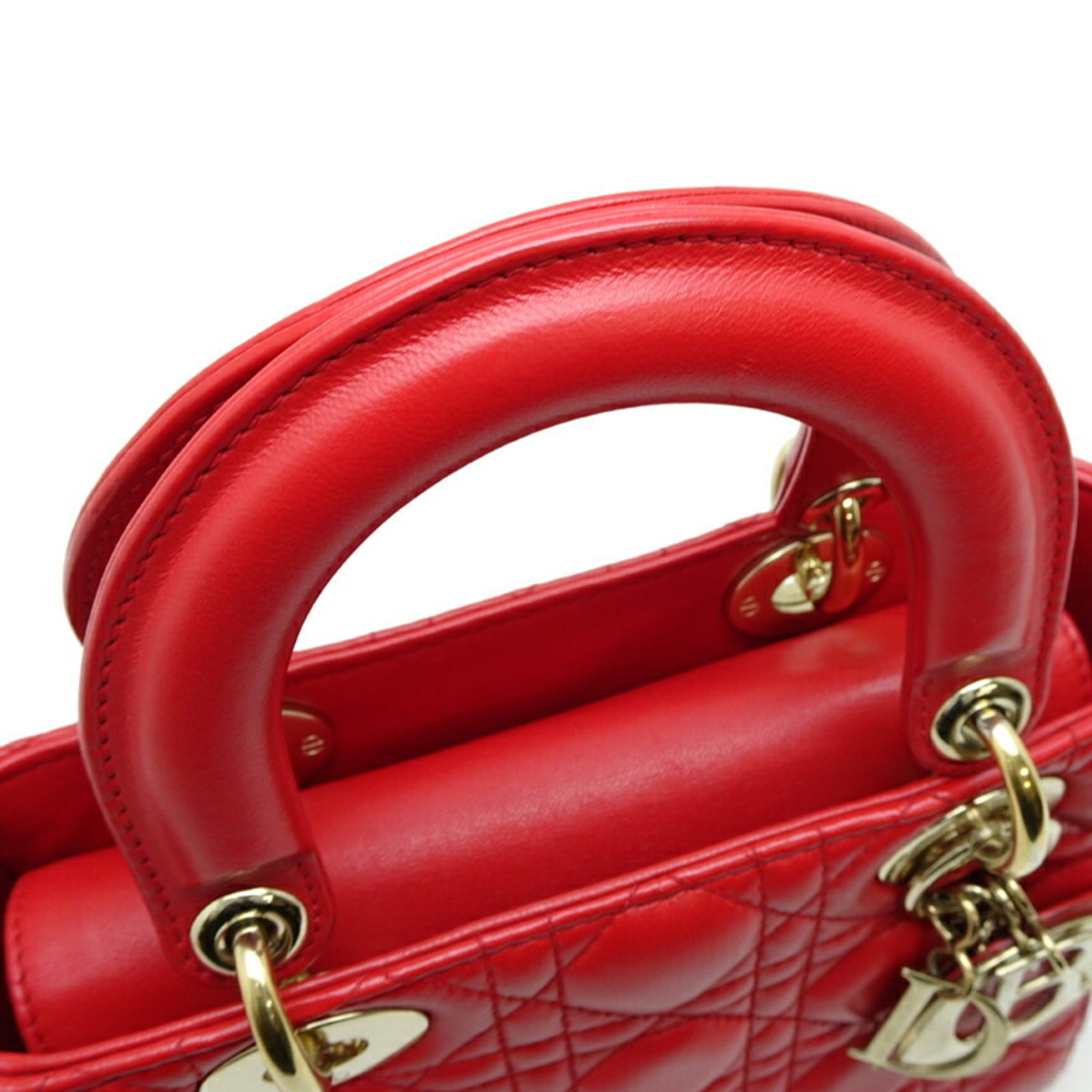 Christian Dior Dior Lady My ABC 2WAY Women's Handbag Lambskin Red