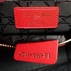 Christian Dior Dior Lady My ABC 2WAY Women's Handbag Lambskin Red