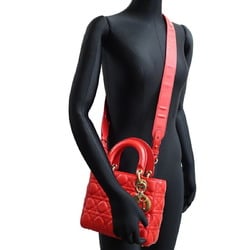 Christian Dior Dior Lady My ABC 2WAY Women's Handbag Lambskin Red