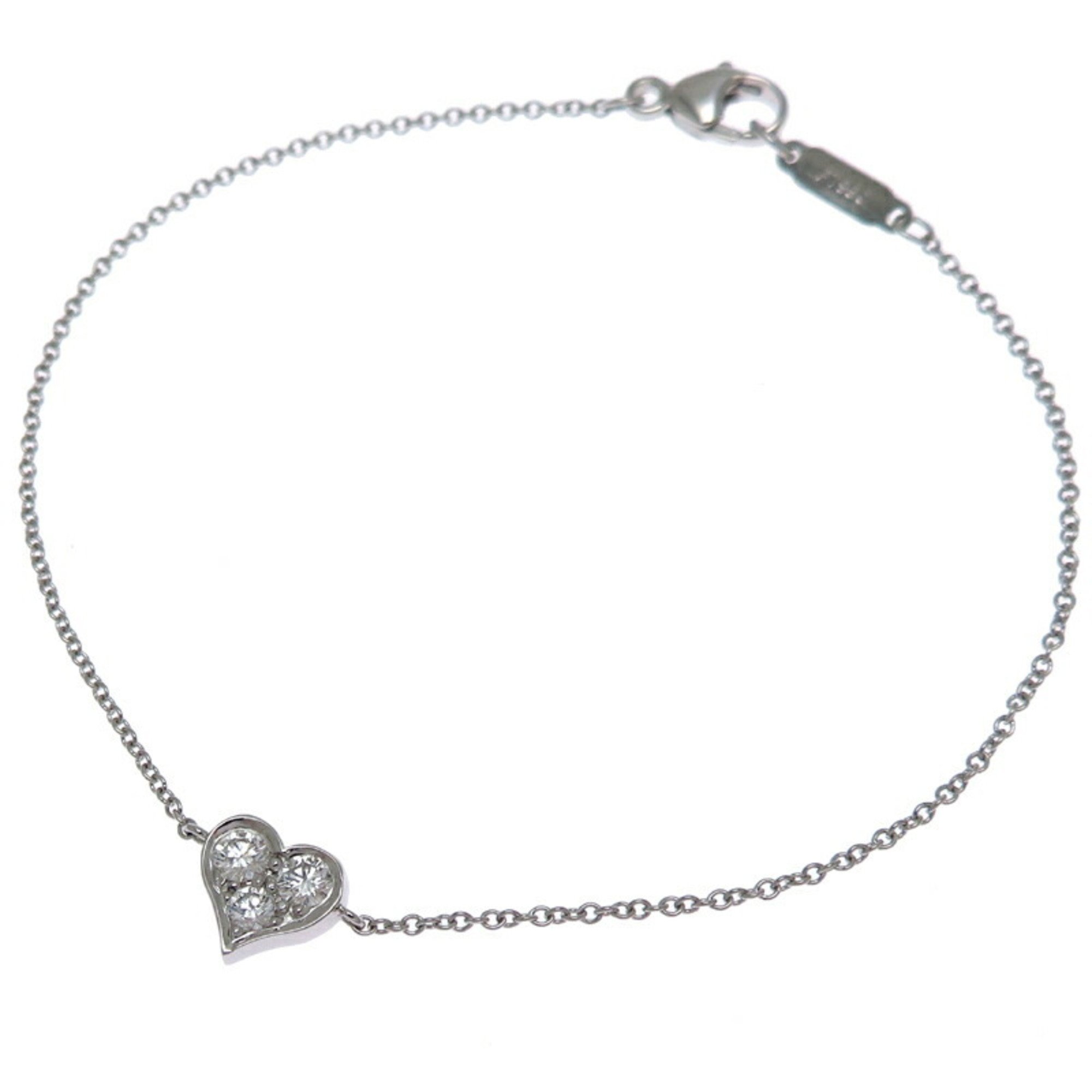 Tiffany Sentimental Heart Diamond Women's Bracelet Pt950 Platinum